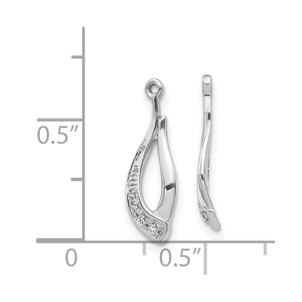 14k White Gold Twisted Teardrop 1/20 carat Diamond Earring Jackets