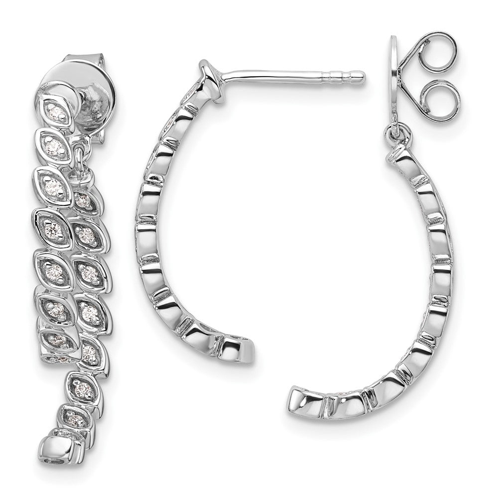 14K White Gold Polished 1/5 carat Diamond Front and Back Dangle Earrings