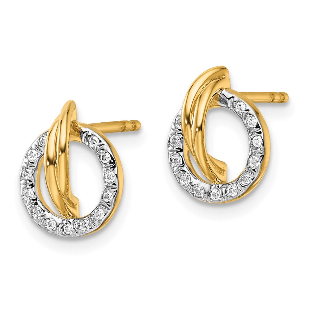 14K Polished 1/10 carat Diamond Open Circle Drop Post Earrings
