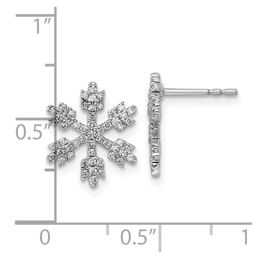 14k White Gold Snowflake Diamond Post Earrings