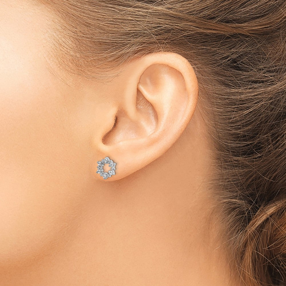 14k White Gold 3/8 carat Diamond Fancy Sunburst Post Earrings