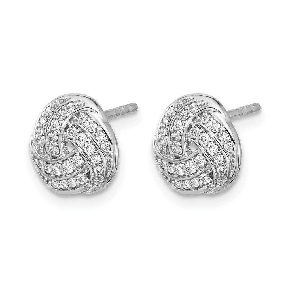 14k White Gold 1/4 carat Diamond Love Knot Post Earrings
