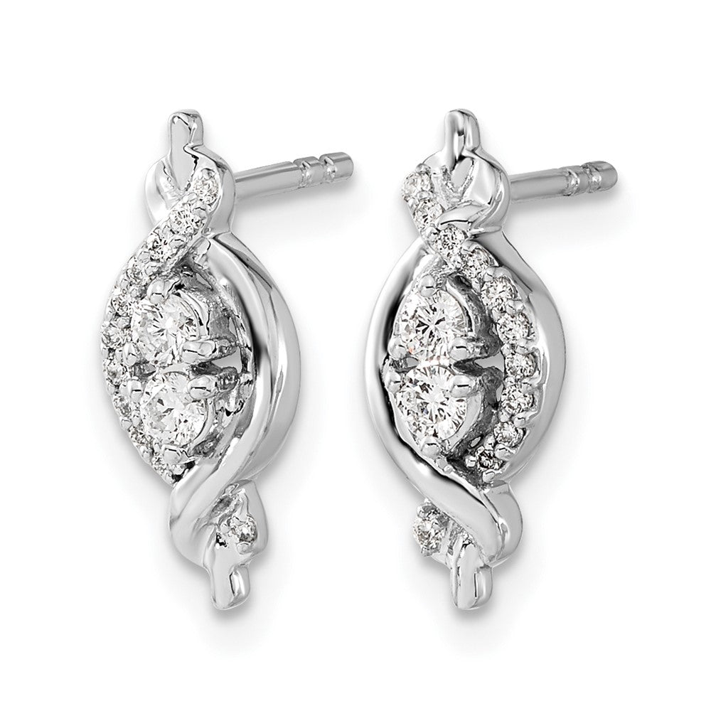 14k White Gold 1/4 carat Diamond Fancy Twist Post Earrings