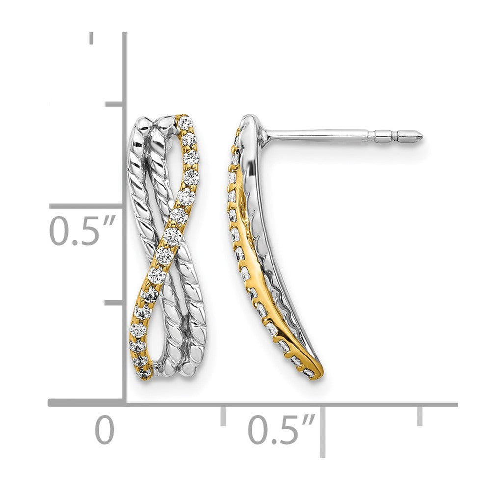 14k Two-tone 1/5 carat Diamond Fancy Post Earrings