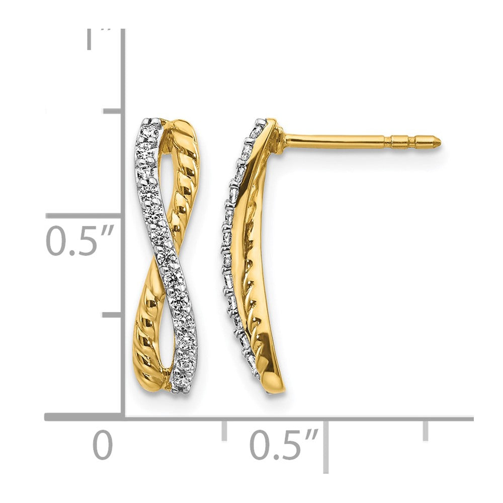 14k Two-tone j1/5 carat Diamond Fancy Twist Post Earrings