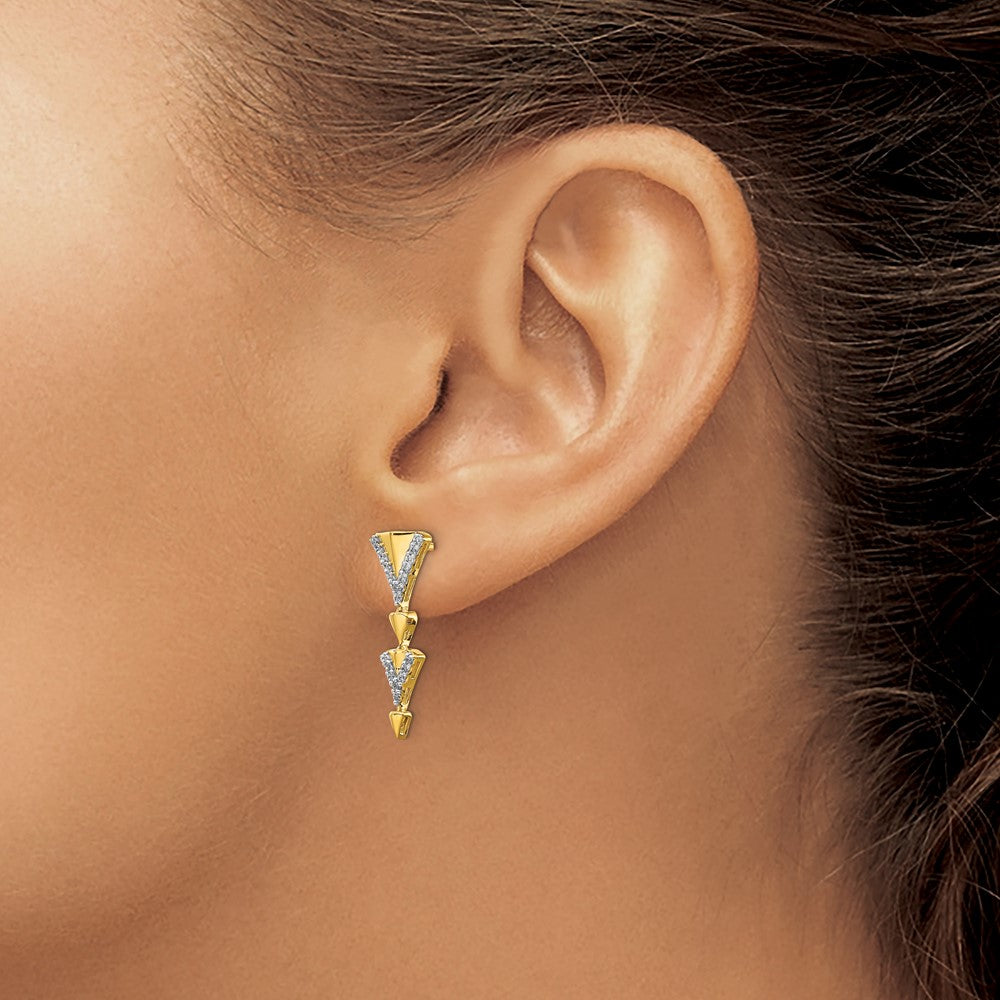 14k 1/5 carat Diamond Fancy Post Dangle Earrings