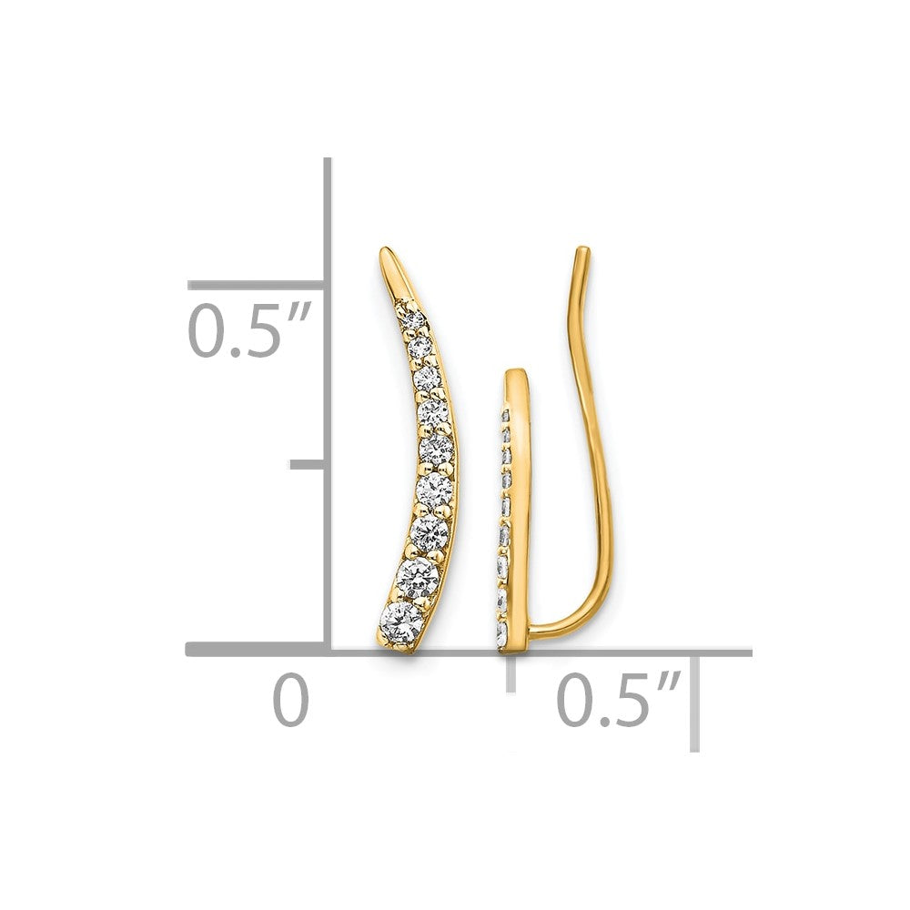 14k 1/6 carat Diamond Graduated Ear Climber Earrings