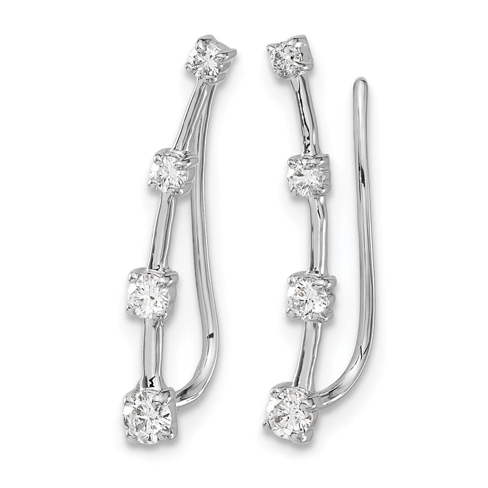 14k White Gold 1/3 carat Diamond Graduated 4-stone Ear Climber Earrings