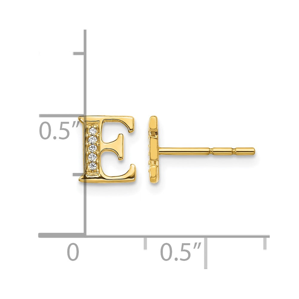 14k Diamond Initial E Post Earrings