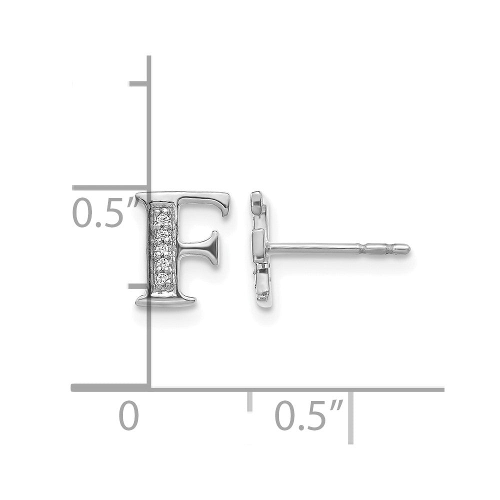14k White Gold Diamond Initial F Post Earrings