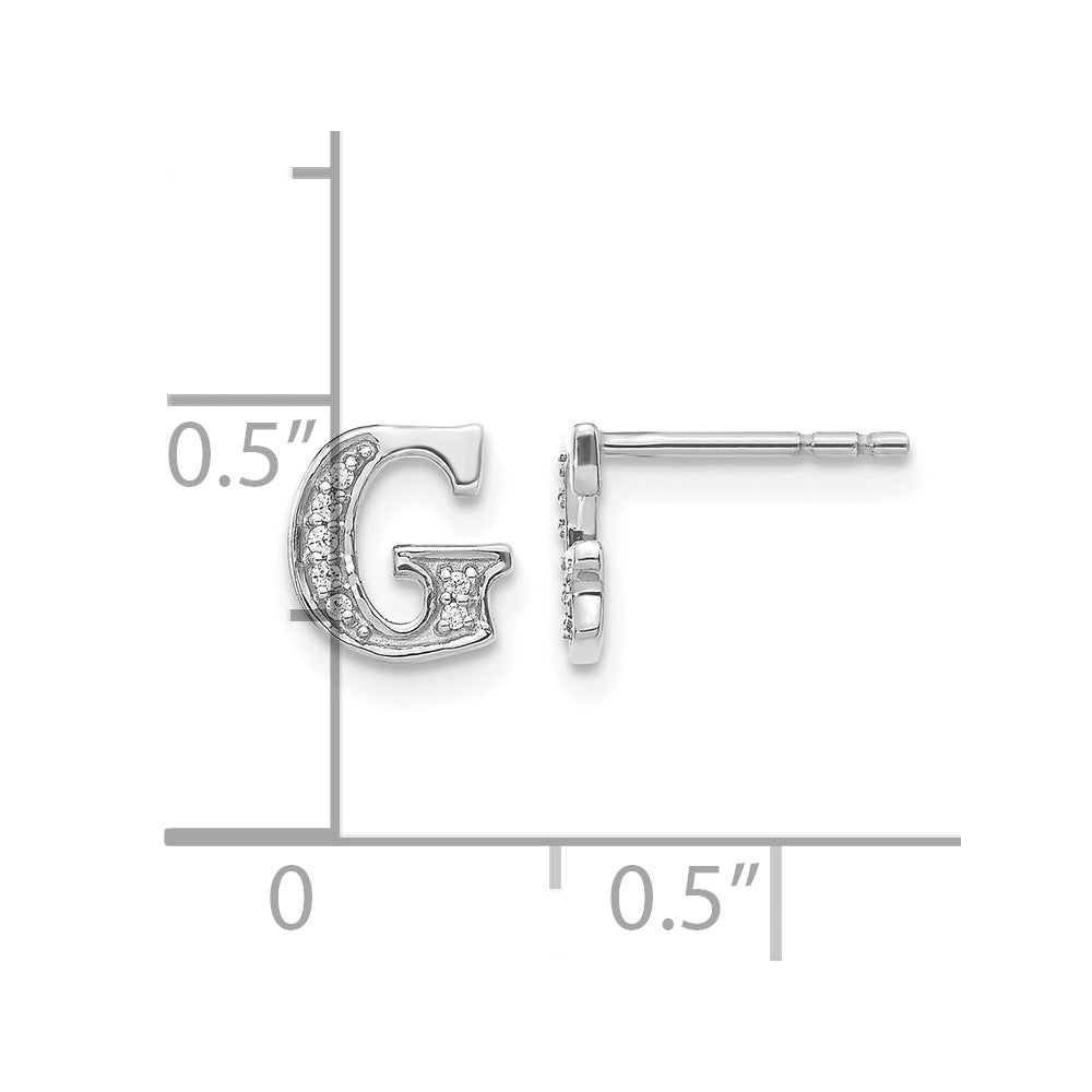 14k White Gold Diamond Initial G Post Earrings