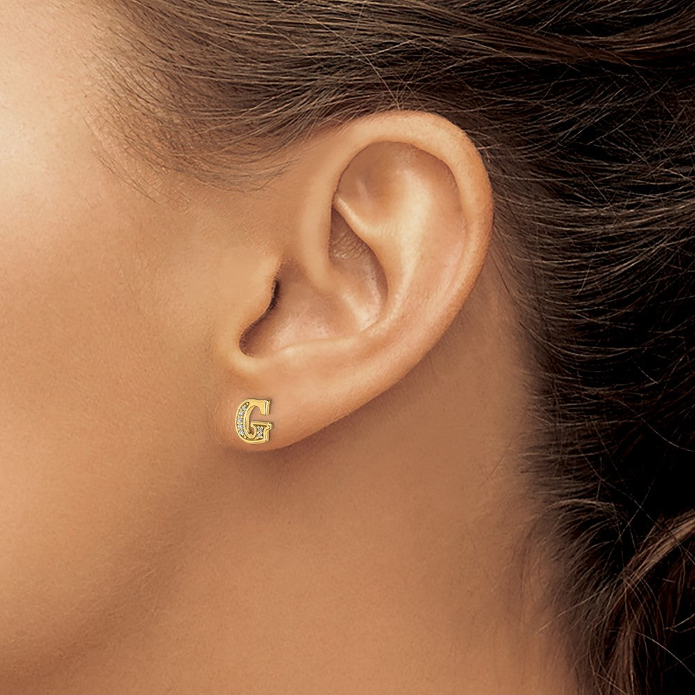 14k Diamond Initial G Post Earrings