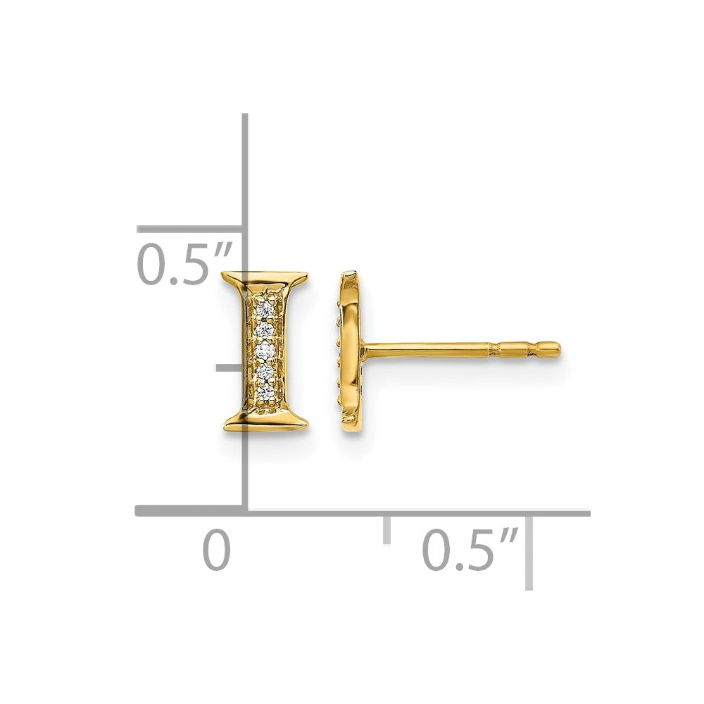 14k Diamond Initial I Post Earrings