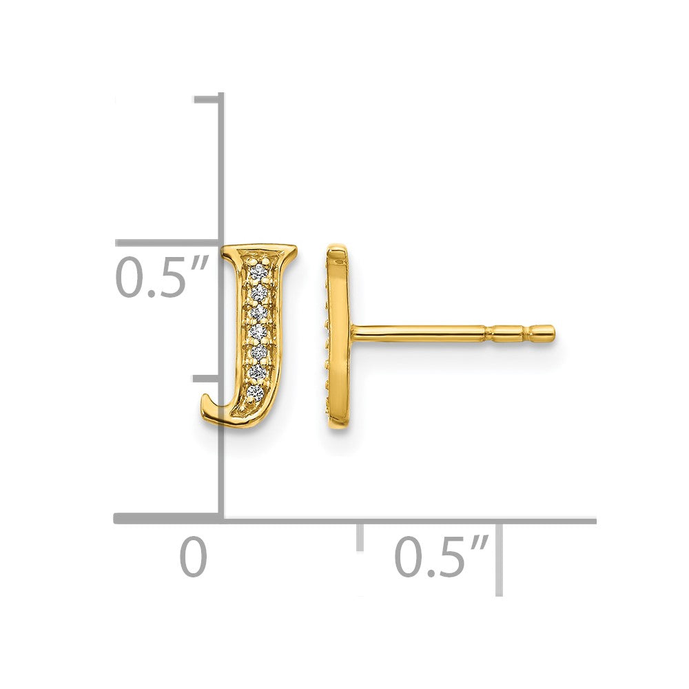 14k Diamond Initial J Post Earrings