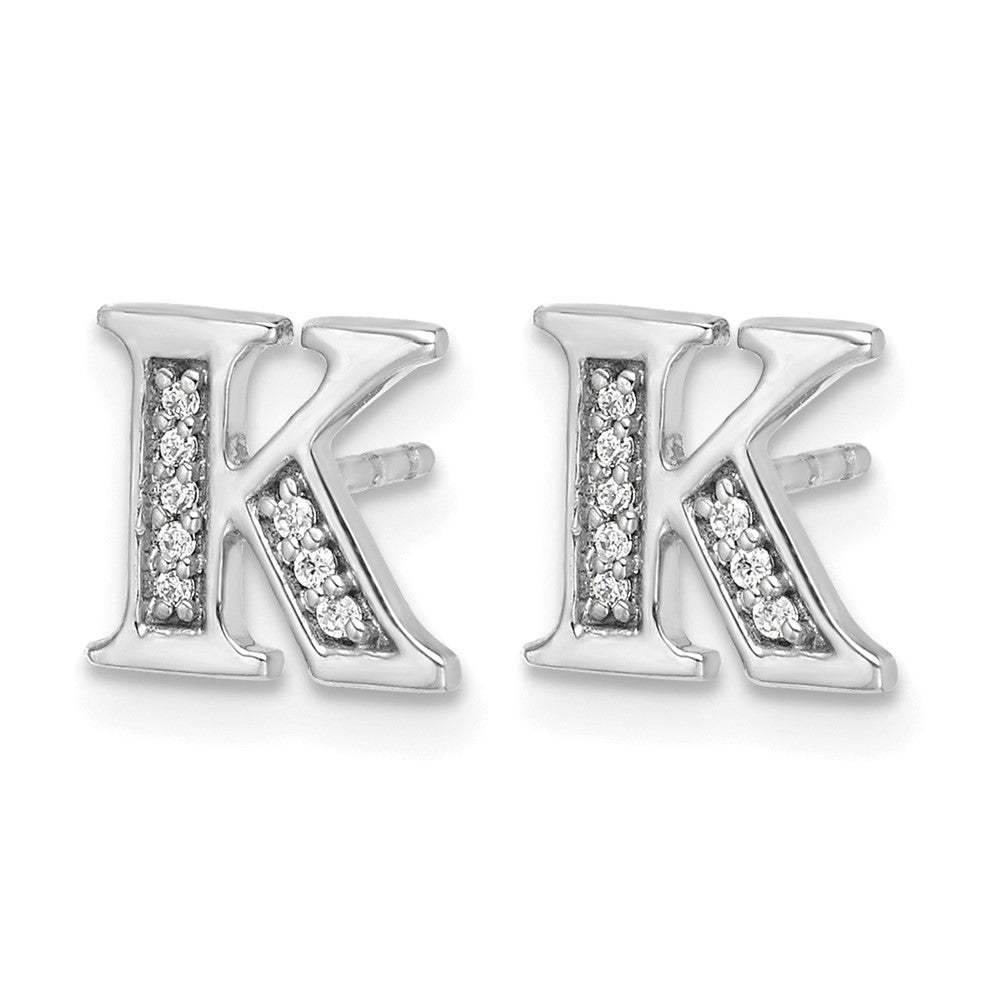 14k White Gold Diamond Initial K Post Earrings
