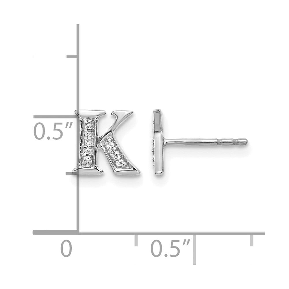 14k White Gold Diamond Initial K Post Earrings