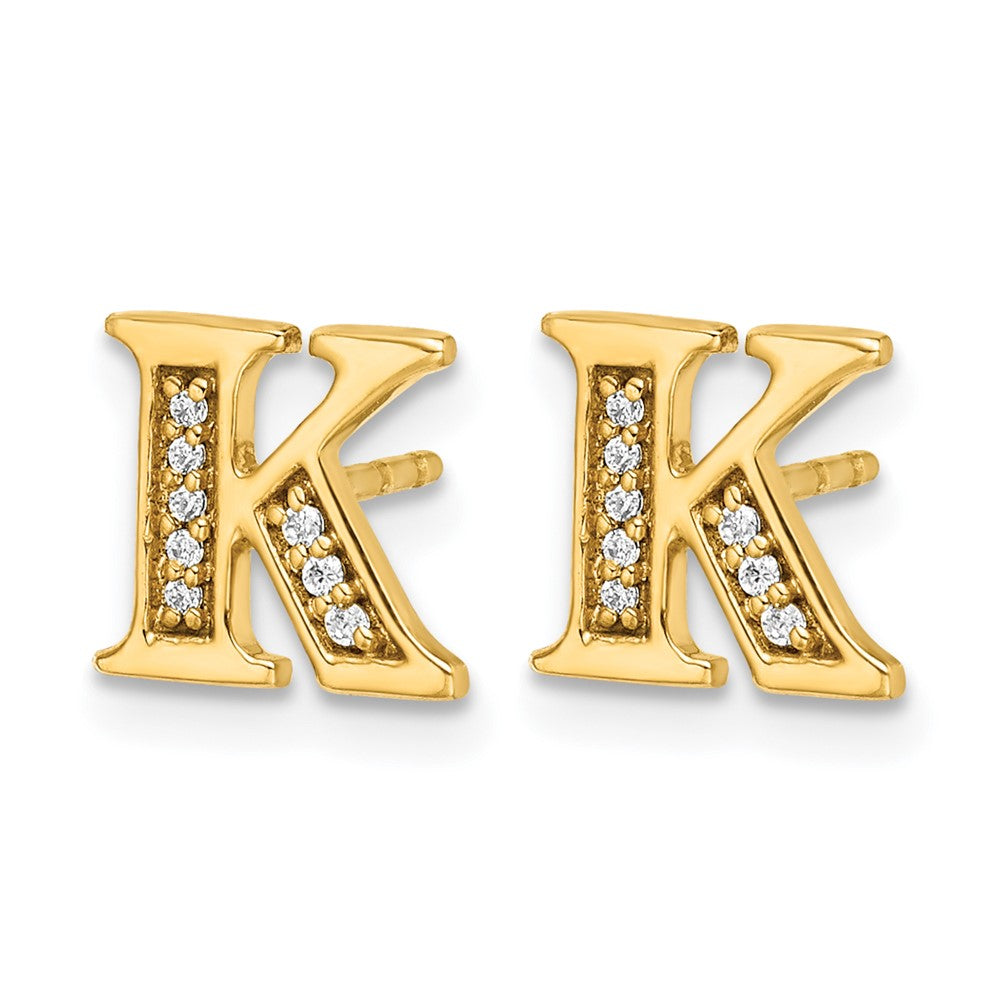 14k Diamond Initial K Post Earrings