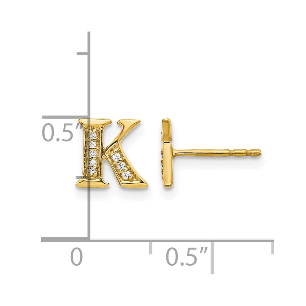 14k Diamond Initial K Post Earrings