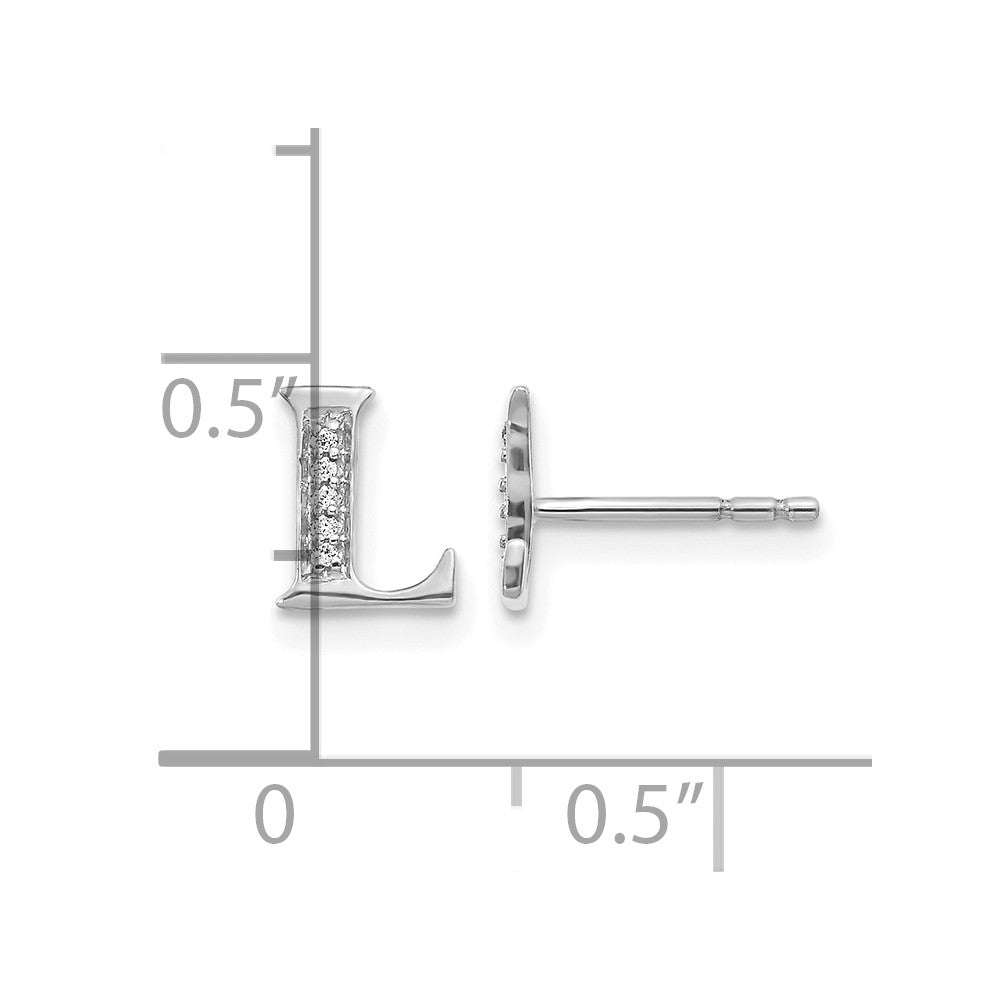 14k White Gold Diamond Initial L Post Earrings