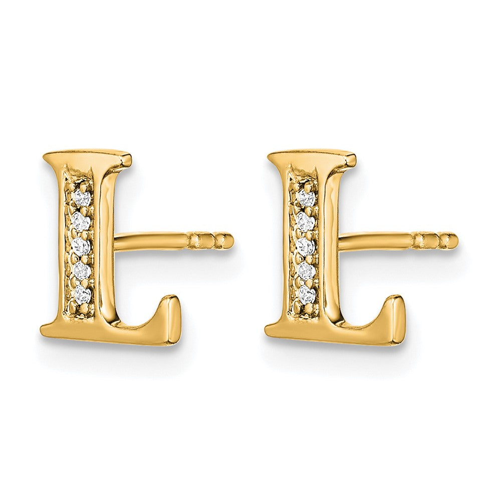 14k Diamond Initial L Post Earrings