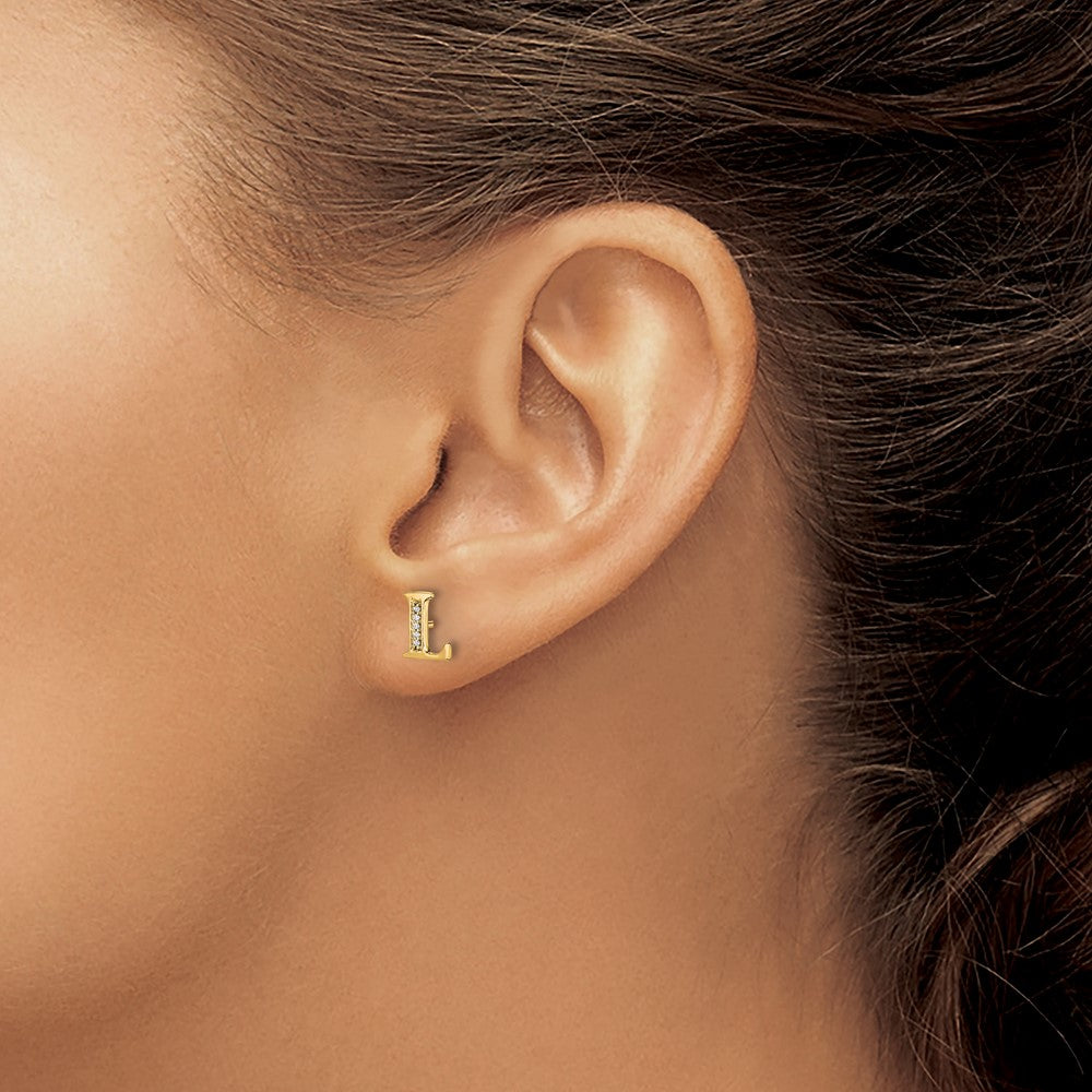 14k Diamond Initial L Post Earrings