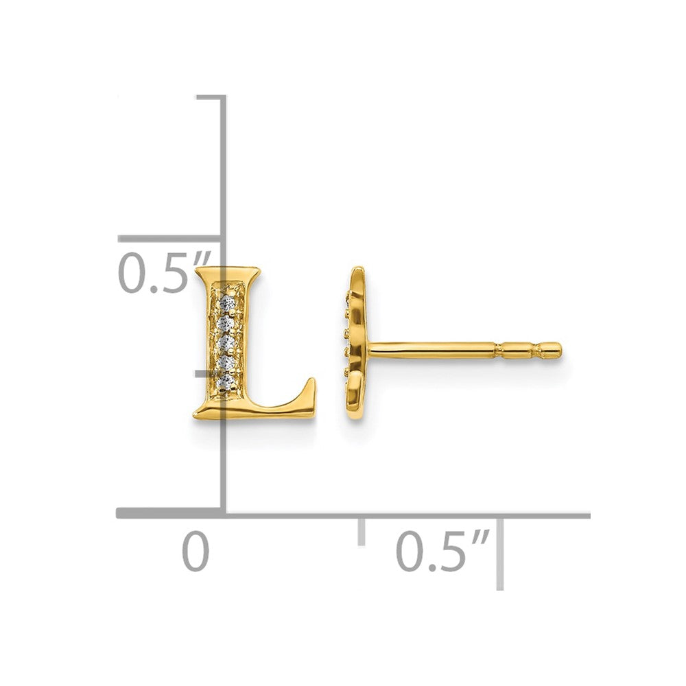 14k Diamond Initial L Post Earrings