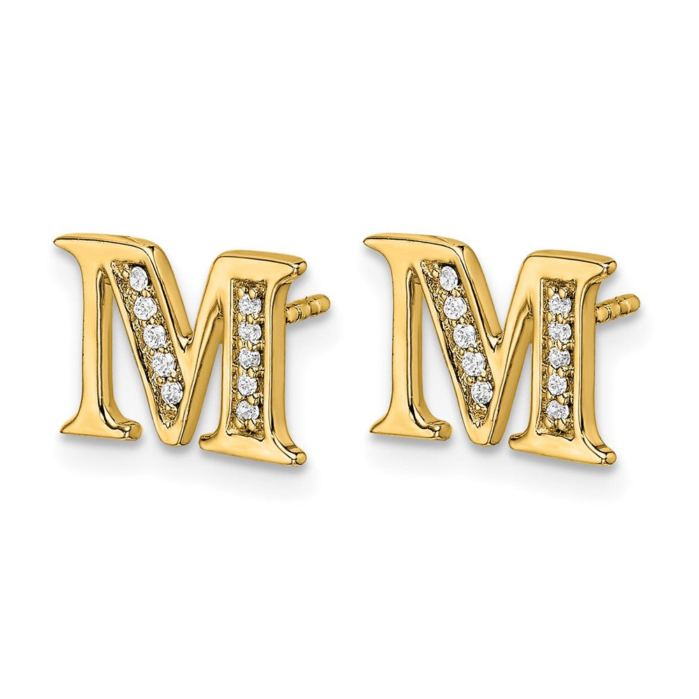 14k Diamond Initial M Post Earrings