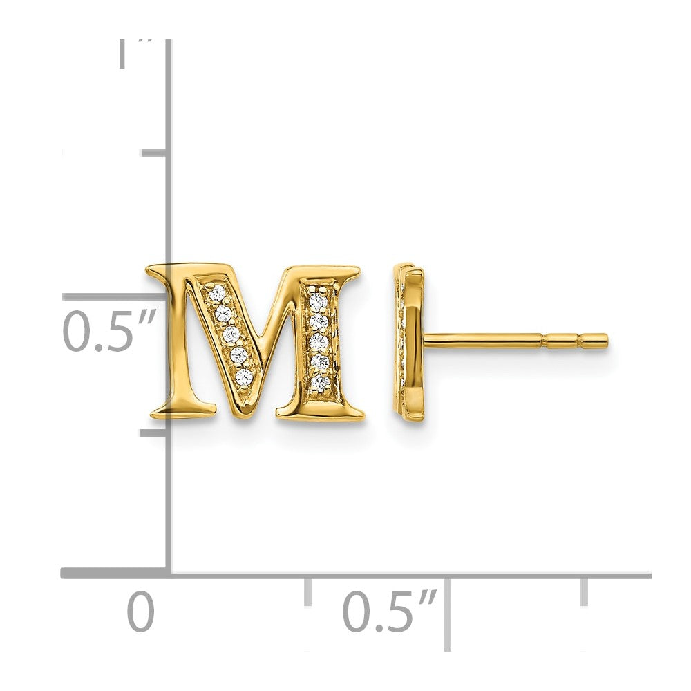 14k Diamond Initial M Post Earrings