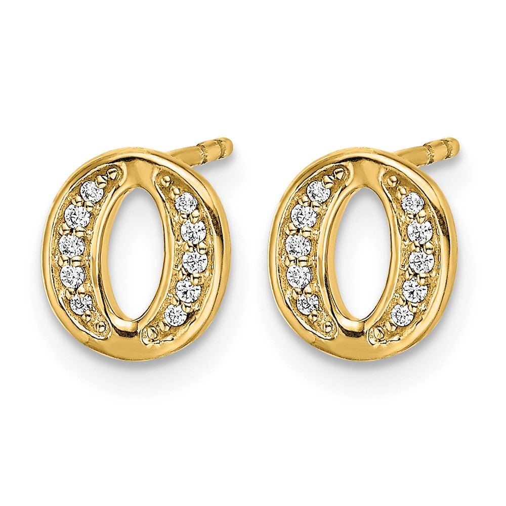 14k Diamond Initial O Post Earrings