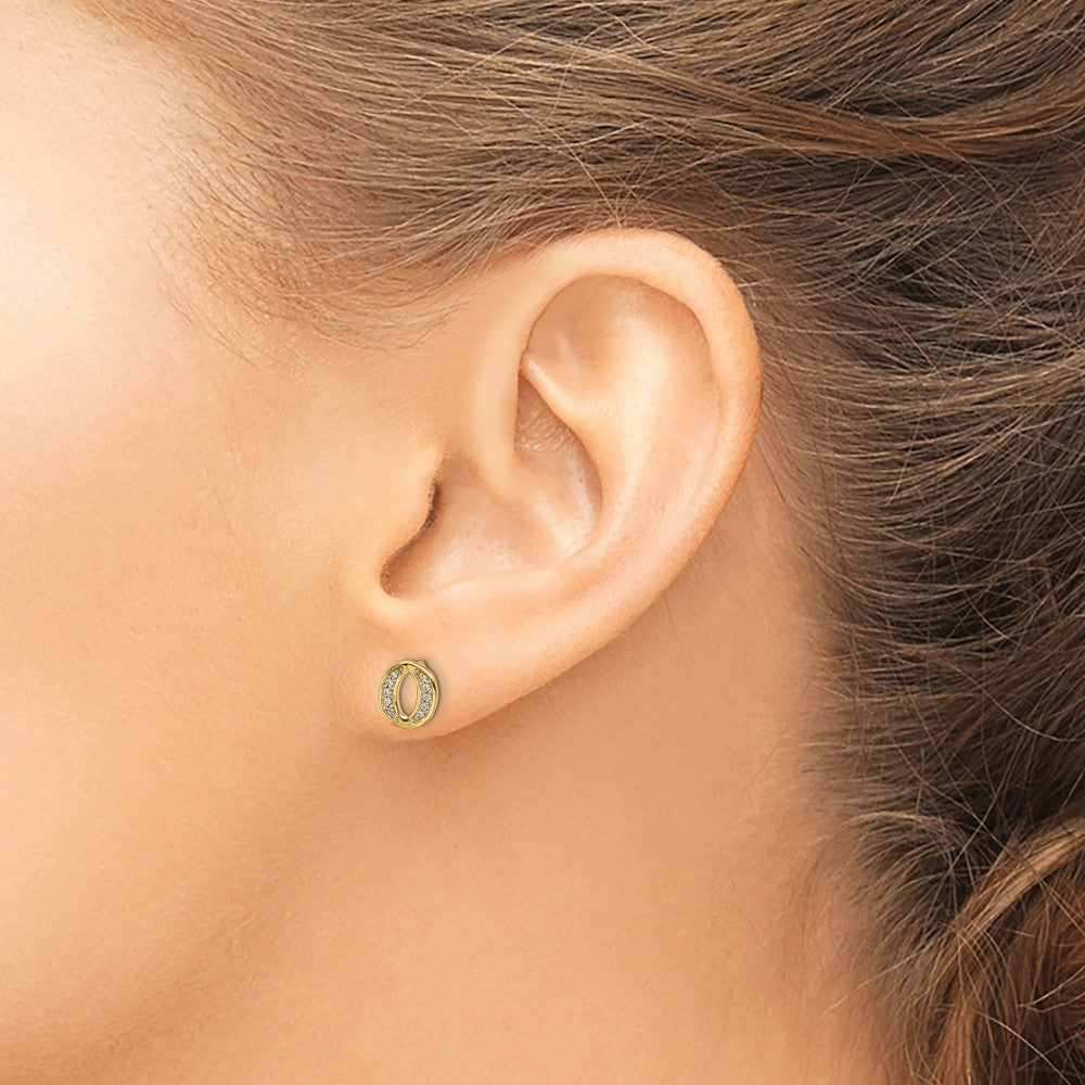 14k Diamond Initial O Post Earrings