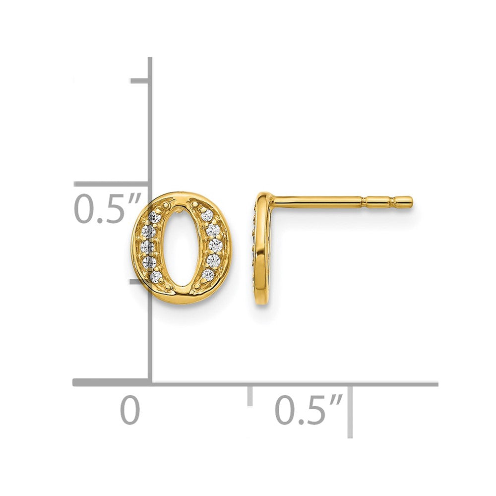 14k Diamond Initial O Post Earrings