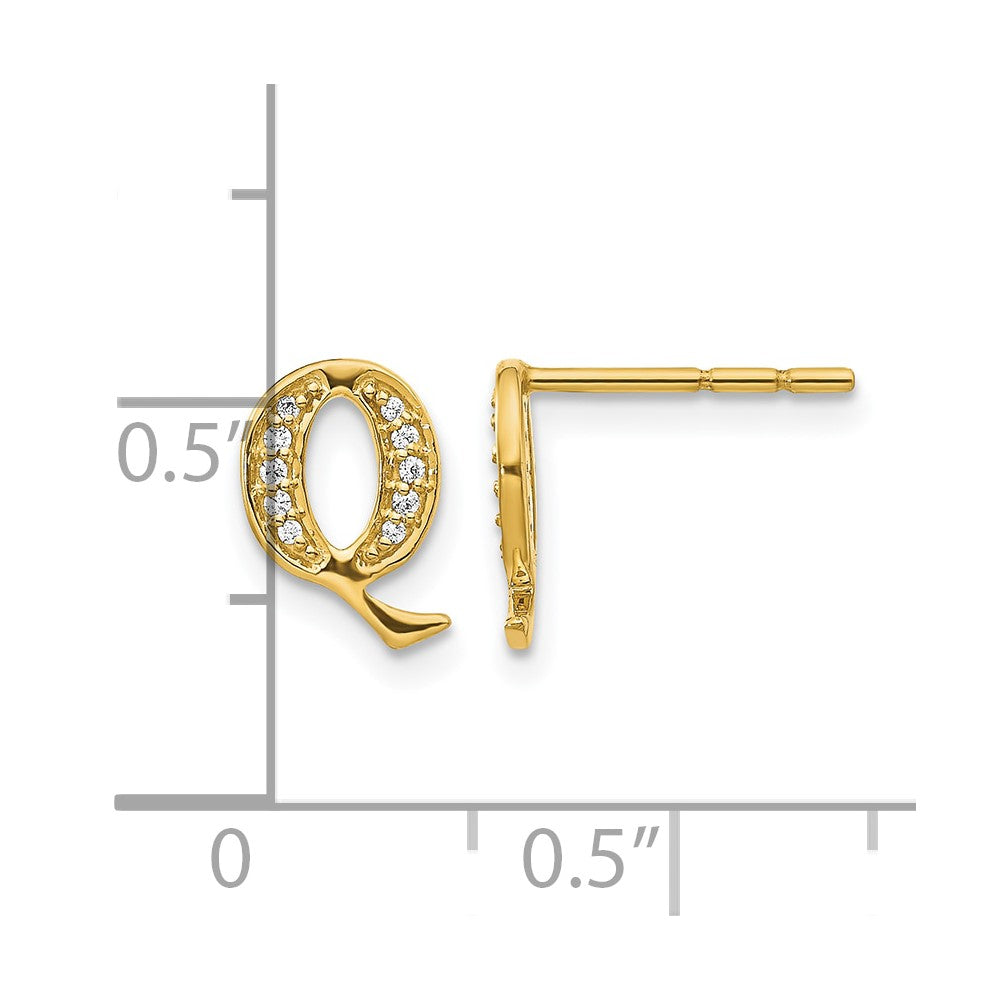 14k Diamond Initial Q Post Earrings