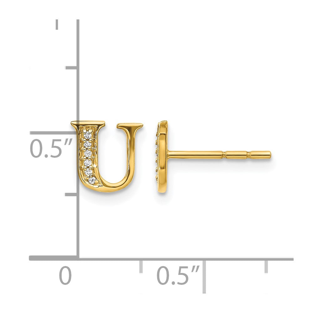 14k Diamond Initial U Post Earrings
