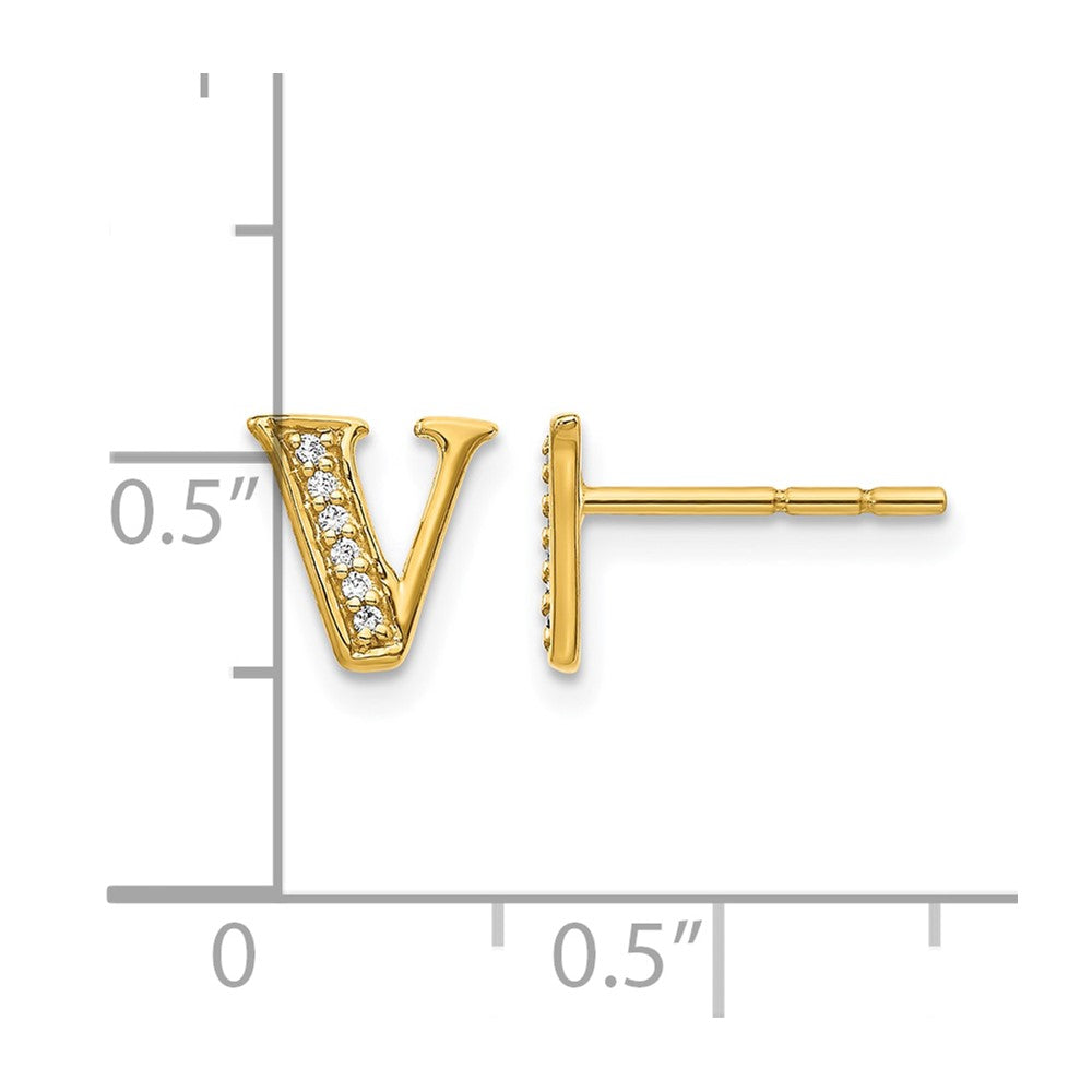 14k Diamond Initial V Post Earrings
