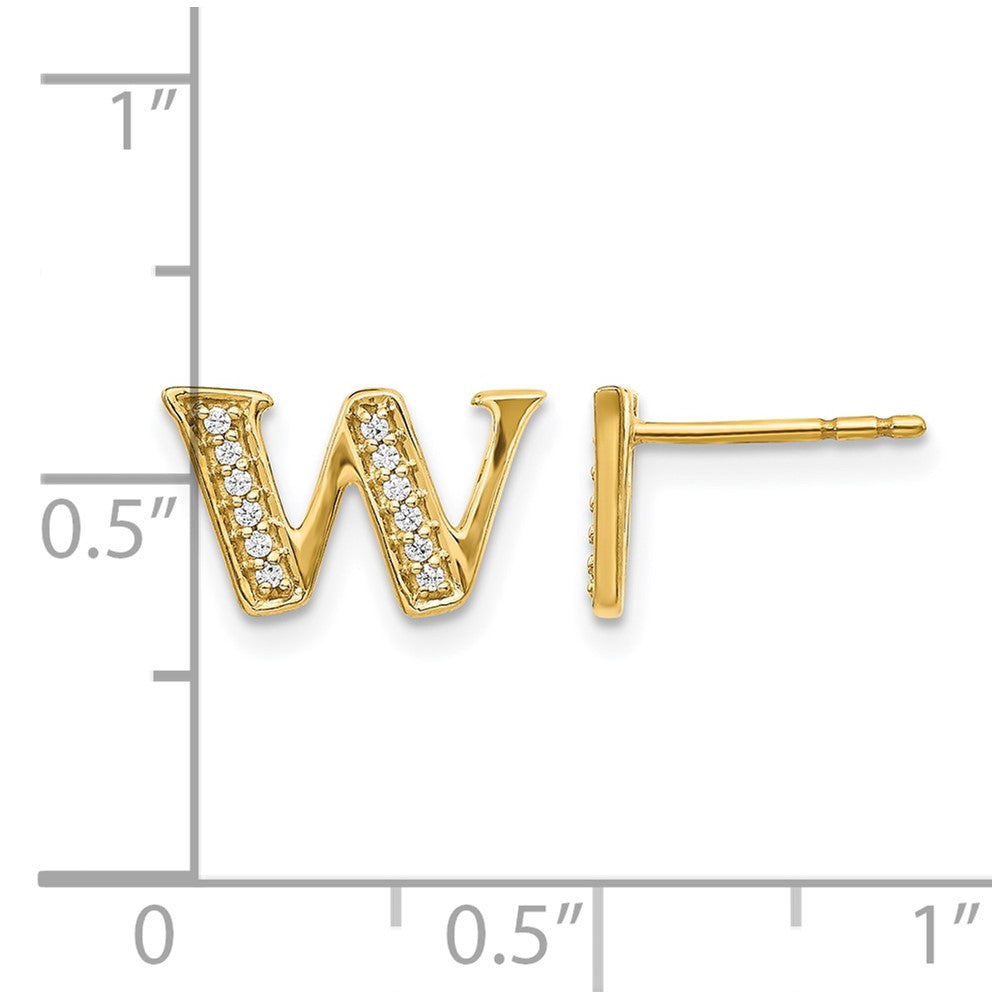 14k Diamond Initial W Post Earrings