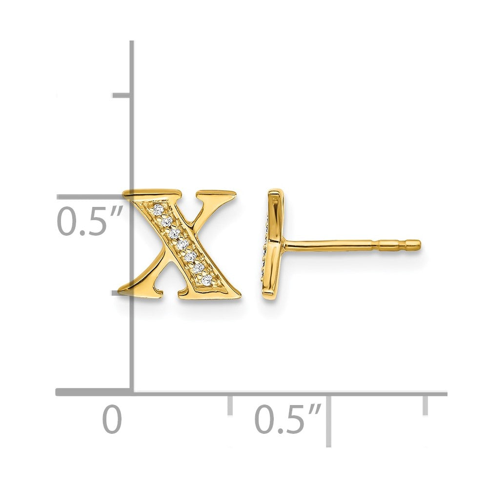 14k Diamond Initial X Post Earrings