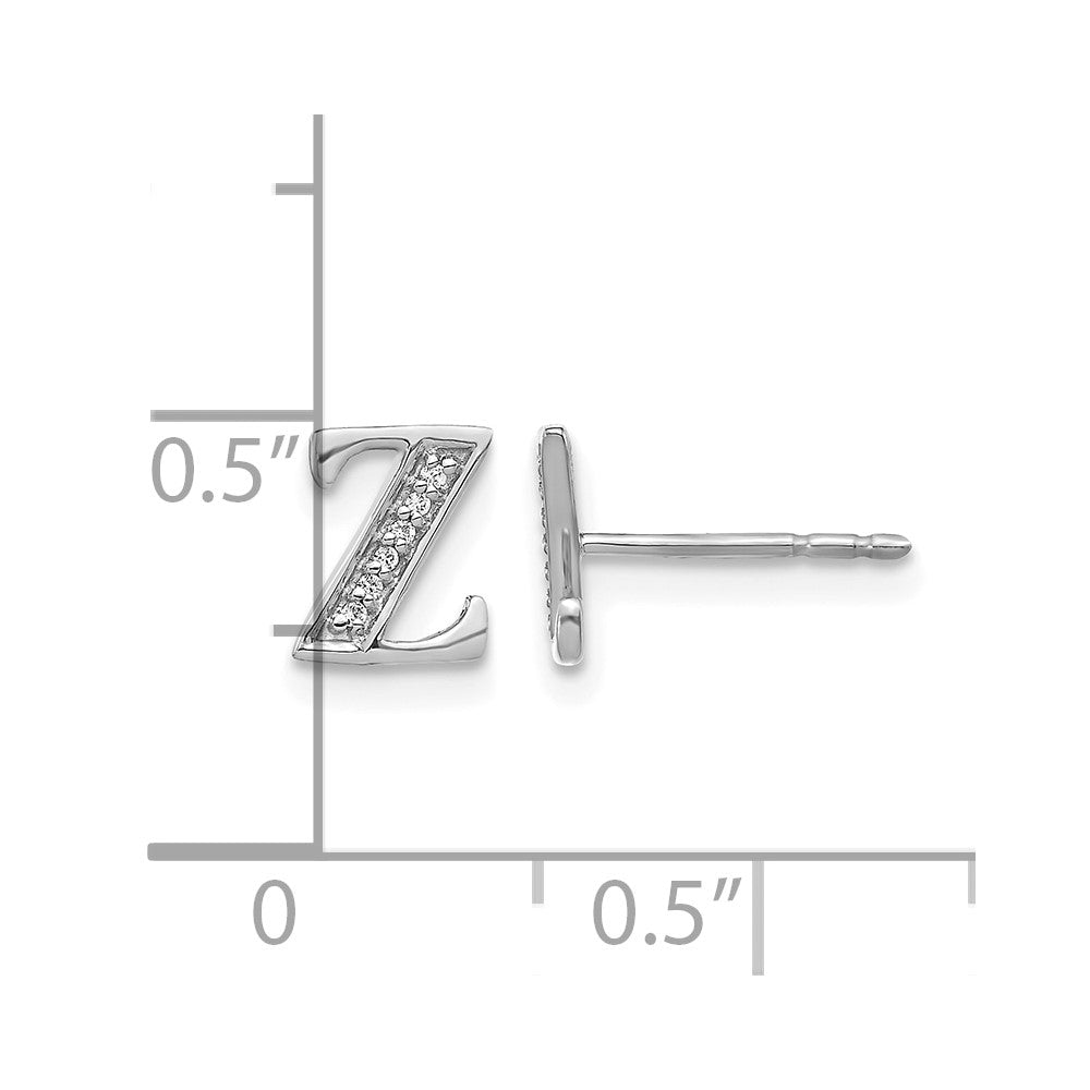 14k White Gold Diamond Initial Z Post Earrings