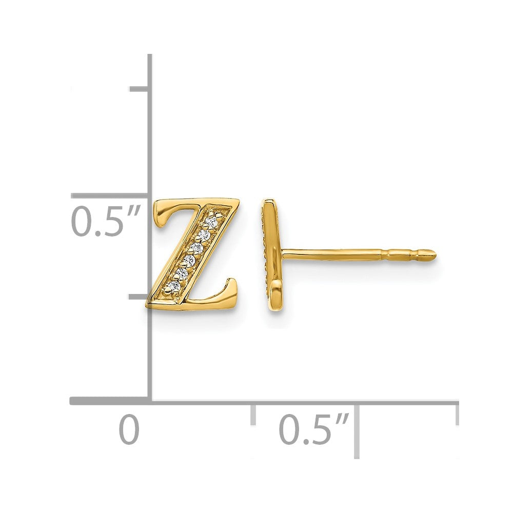 14k Diamond Initial Z Post Earrings