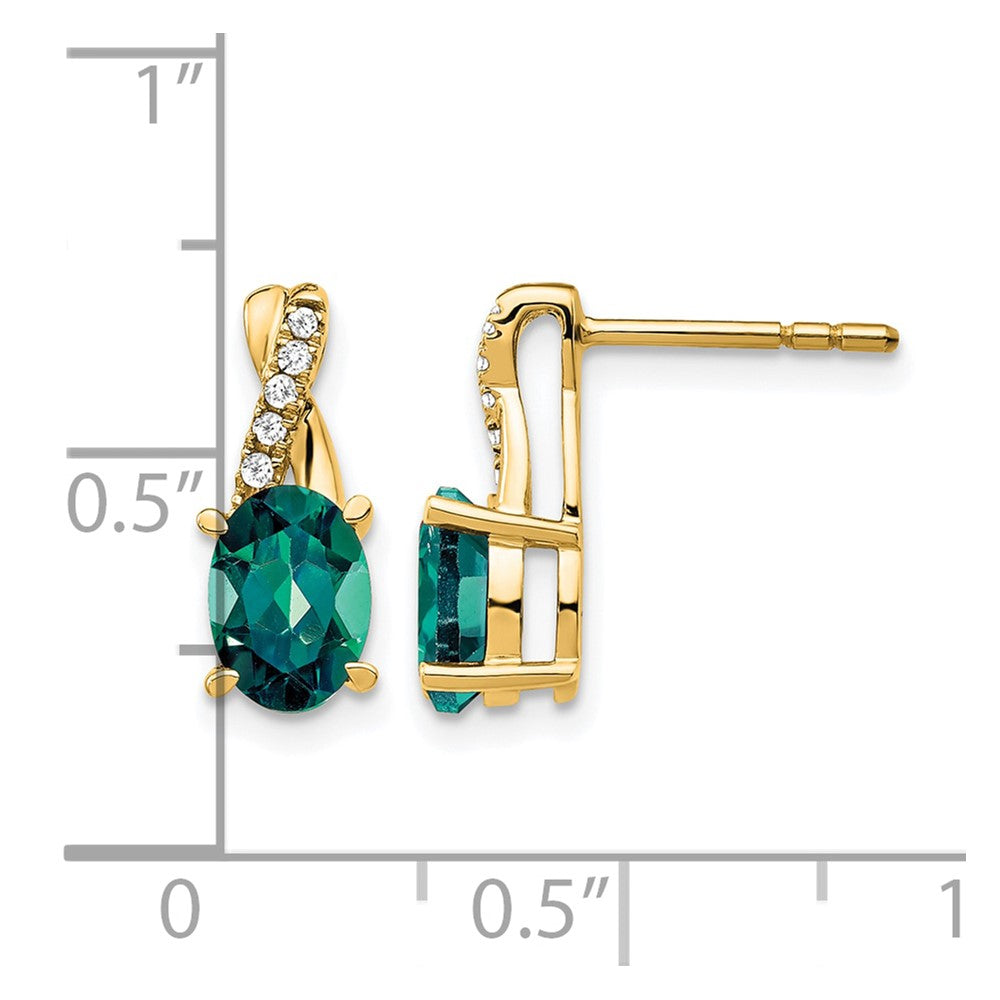 10k Created Alexandrite and Diamond Earrings