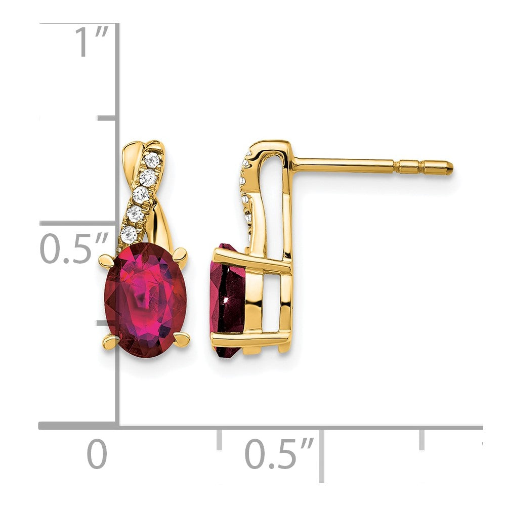 10k Created Ruby and Diamond Earrings