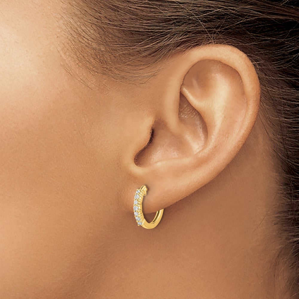 14k 1/4 carat Diamond Hinged Hoop Earrings