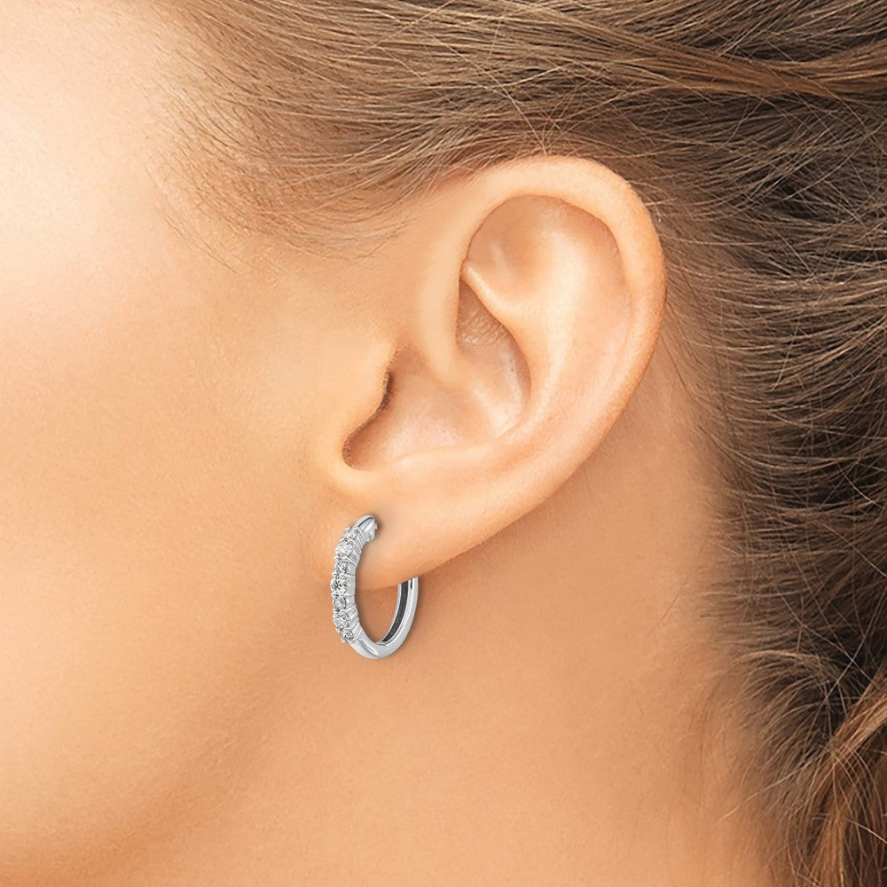 14k White Gold 1/2 carat Diamond Hinged Hoop Earrings