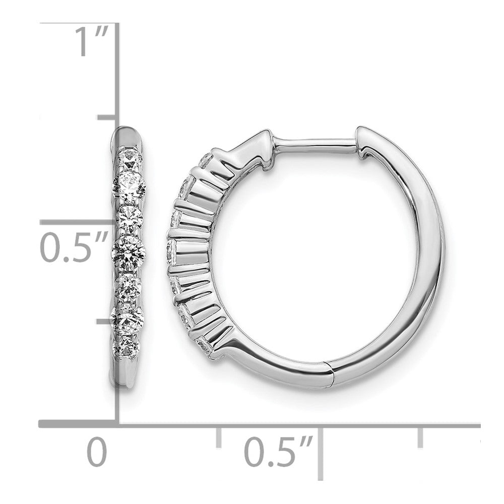 14k White Gold 1/2 carat Diamond Hinged Hoop Earrings