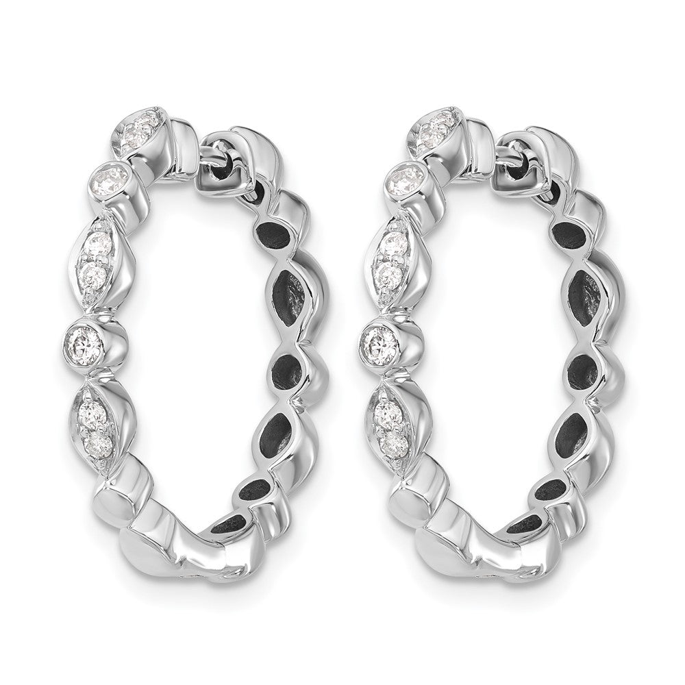14k White Gold 1/4 carat Diamond Hinged Hoop Earrings