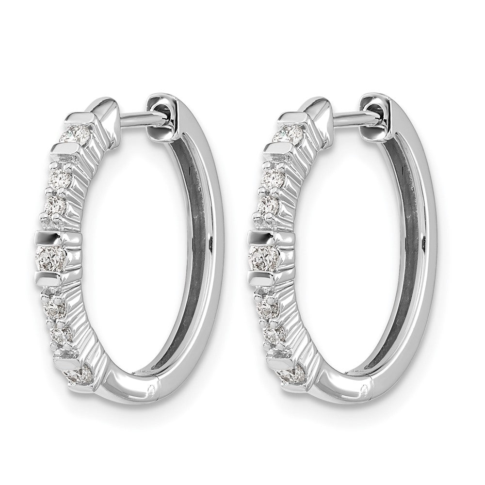 14k White Gold 1/4 carat Diamond Hinged Hoop Earrings