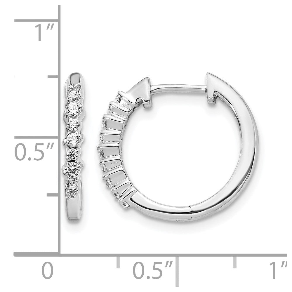 14k White Gold 1/4 carat Diamond Hinged Hoop Earrings