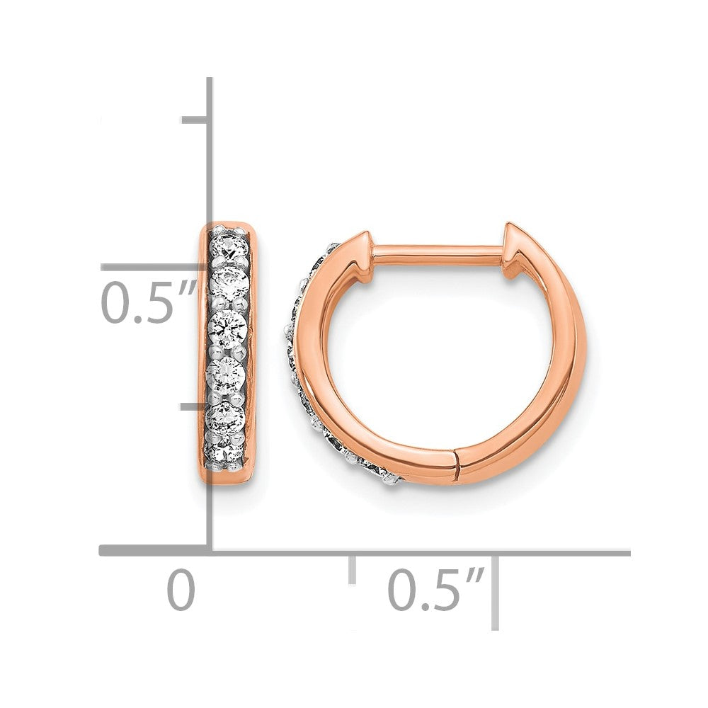 14k Rose Gold 1/4 carat Diamond Hinged Hoop Earrings