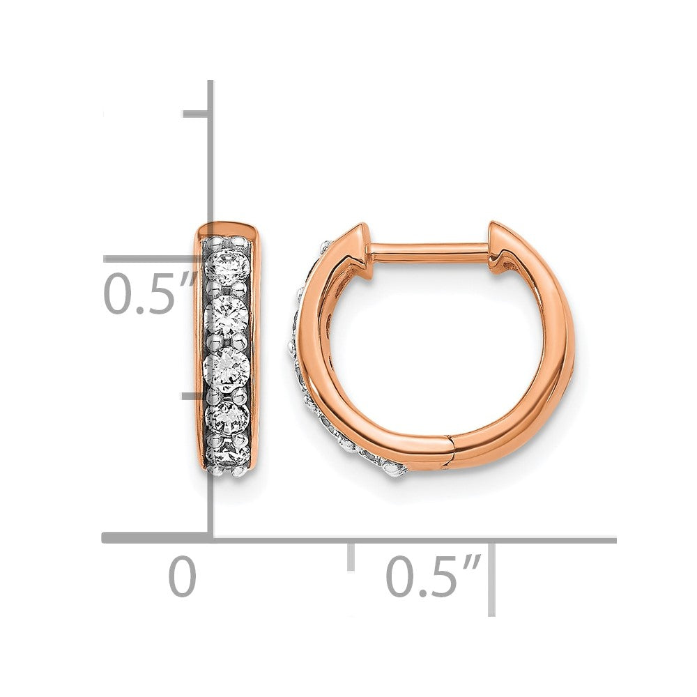 14k Rose Gold 1/3 carat Diamond Hinged Hoop Earrings