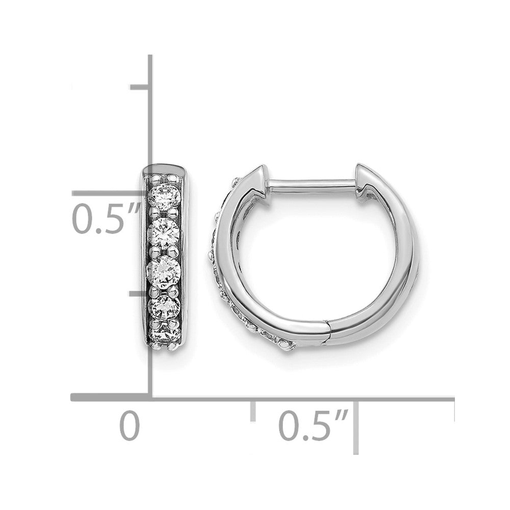 14k White Gold 1/3 carat Diamond Hinged Hoop Earrings