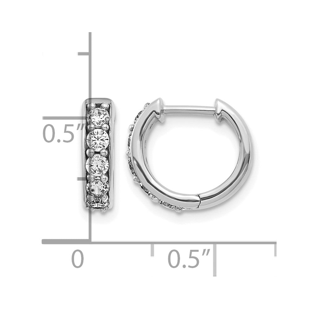 14k White Gold 1/2 carat Diamond Hinged Hoop Earrings